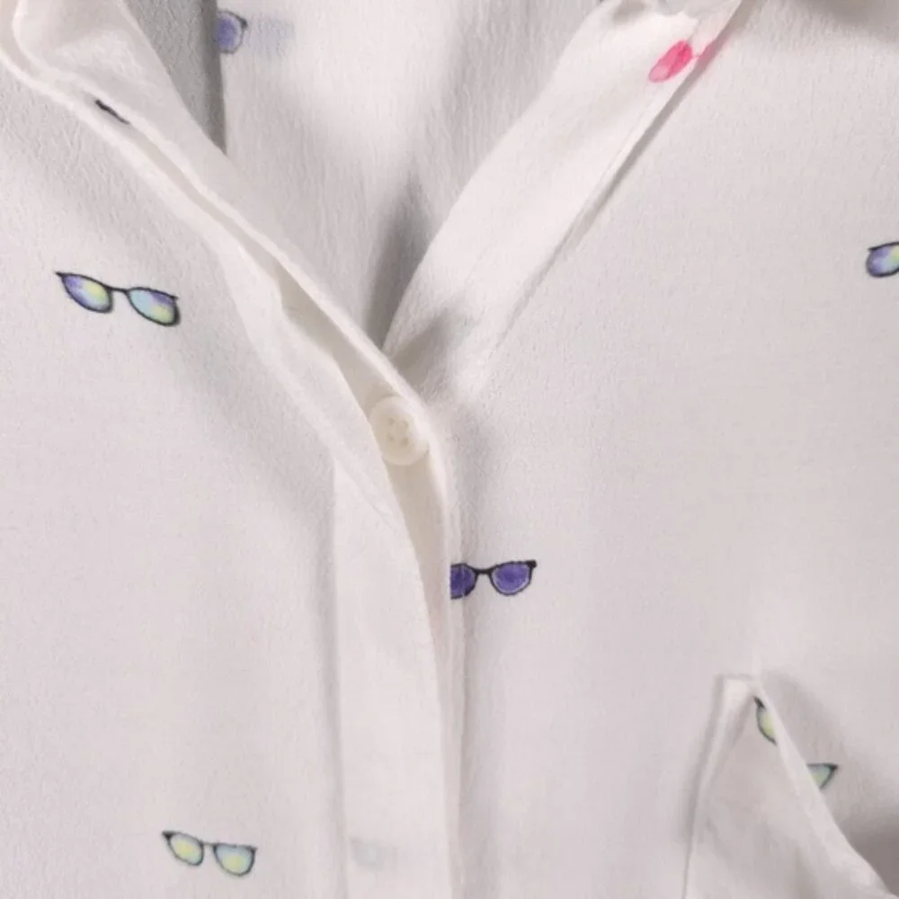 ANTHROPOLOGIE Rails Women’s Whitney‎ Shirt Sunglasses Print Viscose Rayon MEDIUM